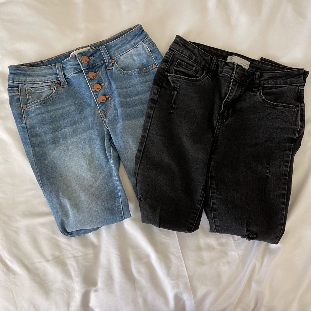 Lot Of 2 Tilly’s RSQ Black Cali And Blue Ibiza Skinny Jeans Girl’s Size 12